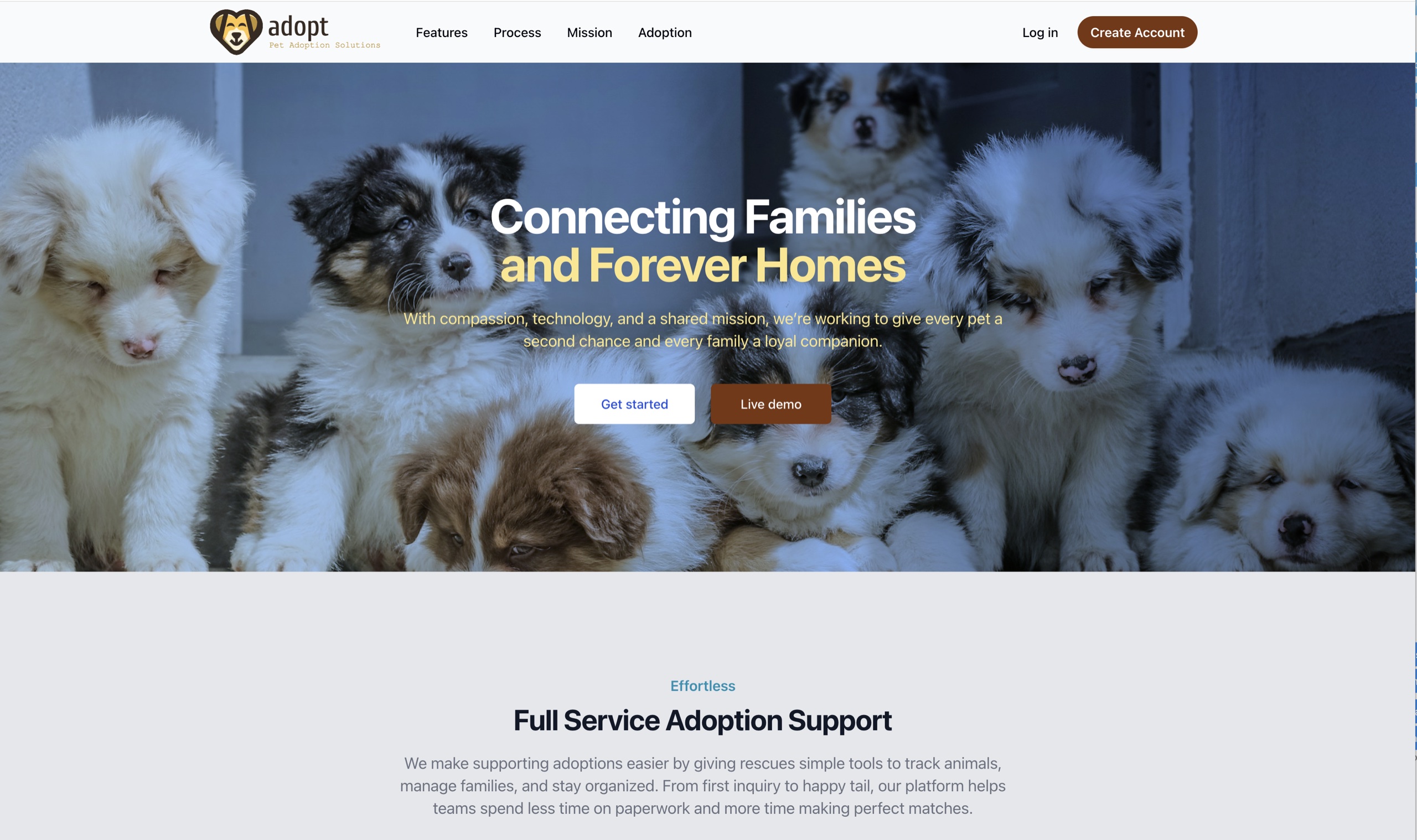 Adopt.app homepage screenshot